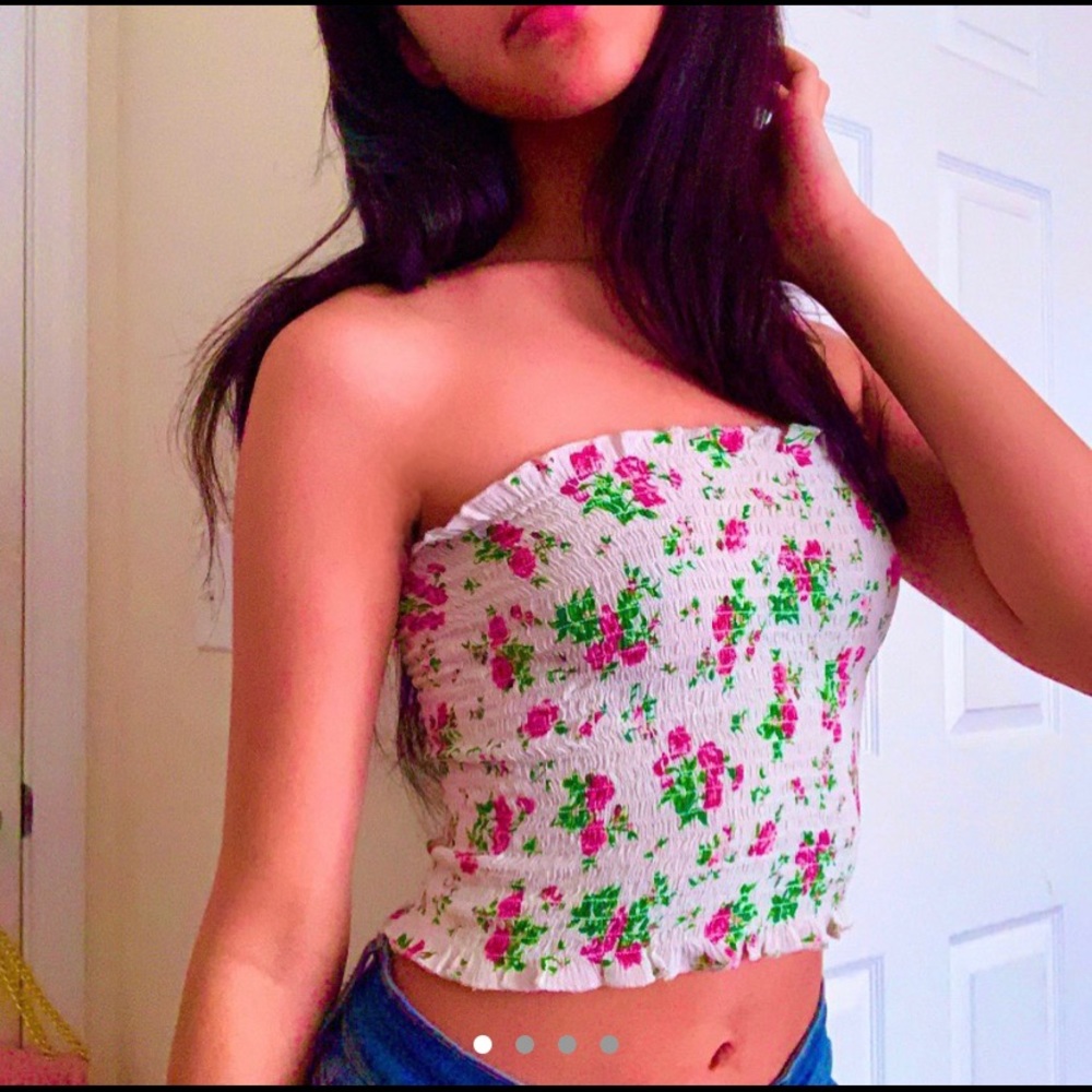 Pacsun floral crop tube top